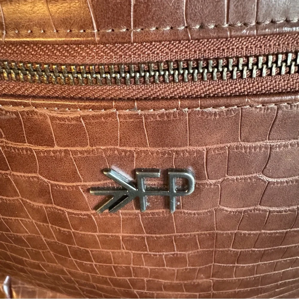 Freshly Picked Classic‎ Diaper Bag Backpack Brown Croc Embossed Vegan Leather